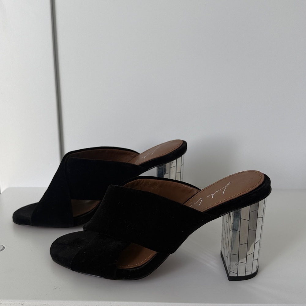 Elegant Black Mules with Silver Accents